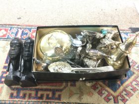 A small box of silver and silver plated items comp