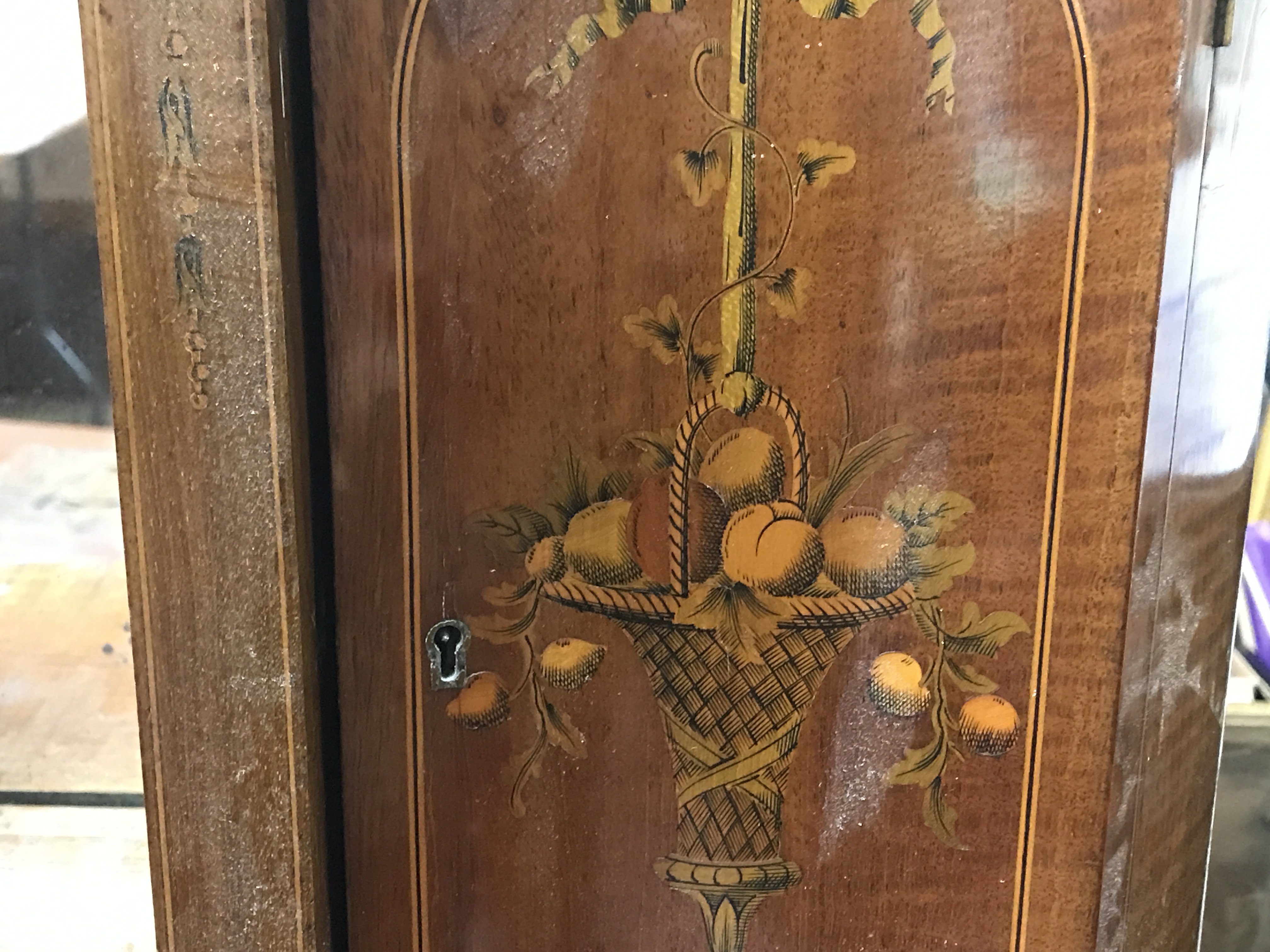 A Edwardian mahogany inlaid cabinet inset with Arc - Image 4 of 4