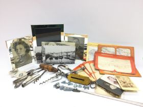 A collection of vintage items including photograph