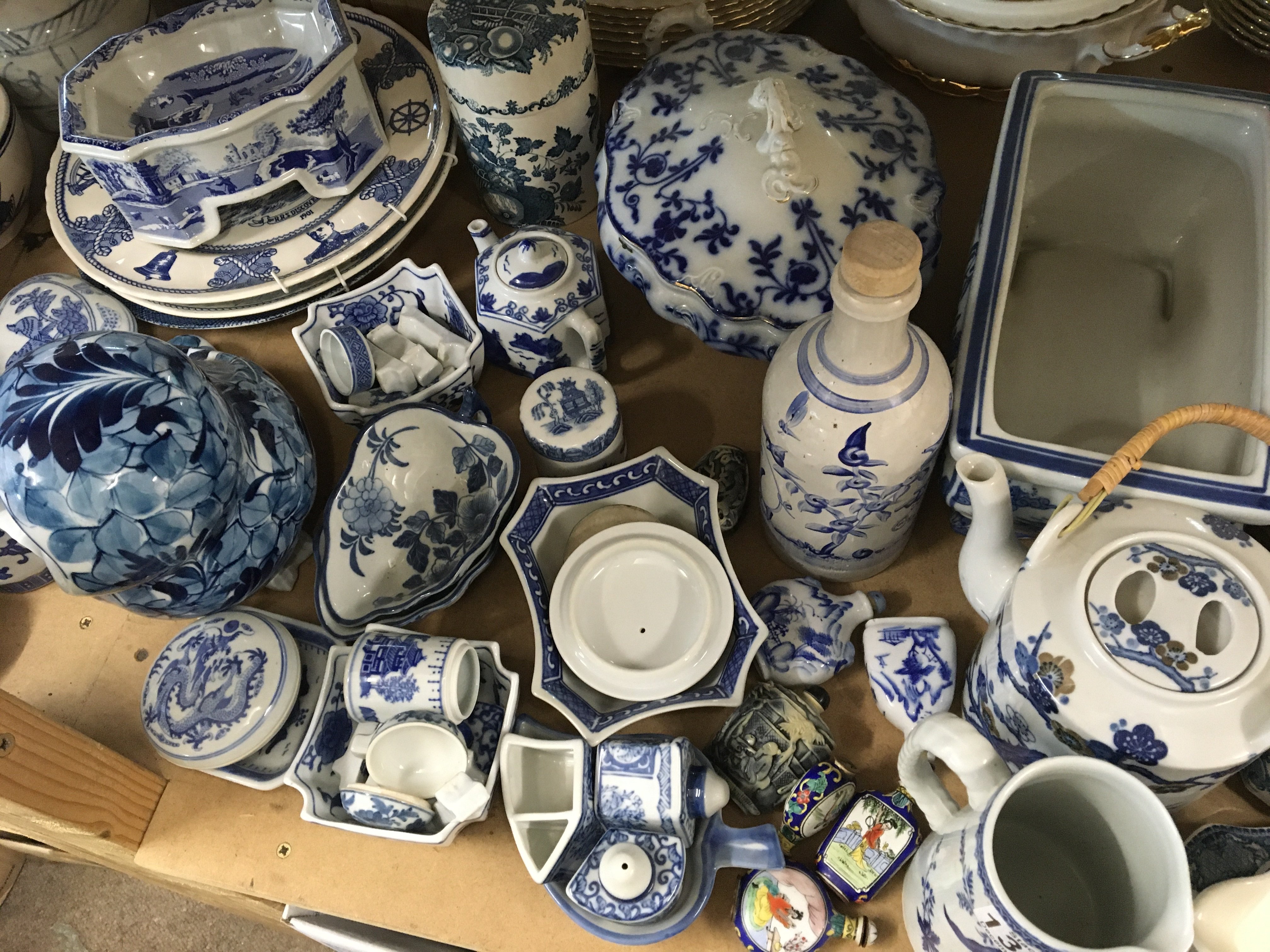 A collection of blue and white porcelain and ceram