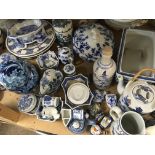 A collection of blue and white porcelain and ceram