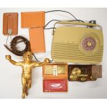 Bush radio, leather goods including travelling mirror Estyma travelling transistor radio, postal