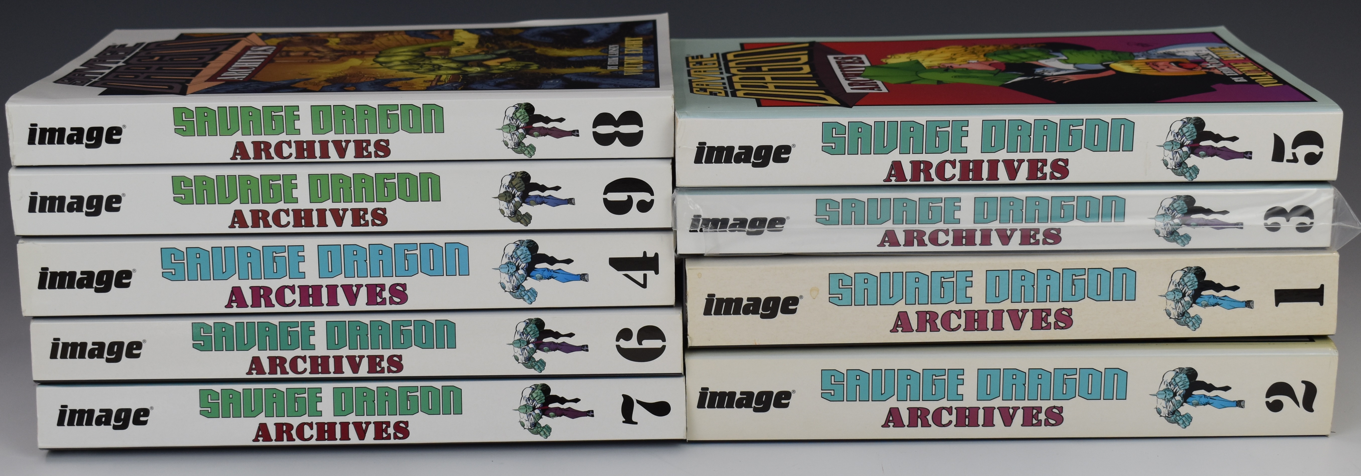 Savage Dragon Archives Volumes 1-9 by Erik Larsen, Image Comics.
