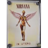 Three 1994 Nirvana posters comprising In Utero album, 'Bleach era' poster and 'In Utero' band