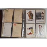 Approximately 45 Dudley Buxton humorous postcards including military, motoring, children and seaside
