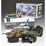 Two radio controlled military vehicles Heng Long 1:24 scale radio controlled Japan Type 90 tank