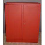 Two red metal office storage cabinets by Silverline, W80 x D50 x H120cm