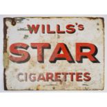 Wills's Star Cigarettes double sided vintage enamel advertising sign, 30.5 x 42cm