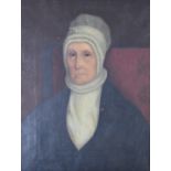 19thC oil on canvas portrait of a lady, believed to be Mary Crabtree, 57 x 43cm, in period gilt
