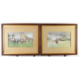 Pair of horseracing watercolour and gouache studies, both signed possibly W Bell and titled, one '
