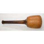 Lignum vitae or similar stonemason's mallet, length 35cm