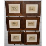 George Charles Haite (1855-1924) six pencil sketches of boats at Greenwich, London, many signed