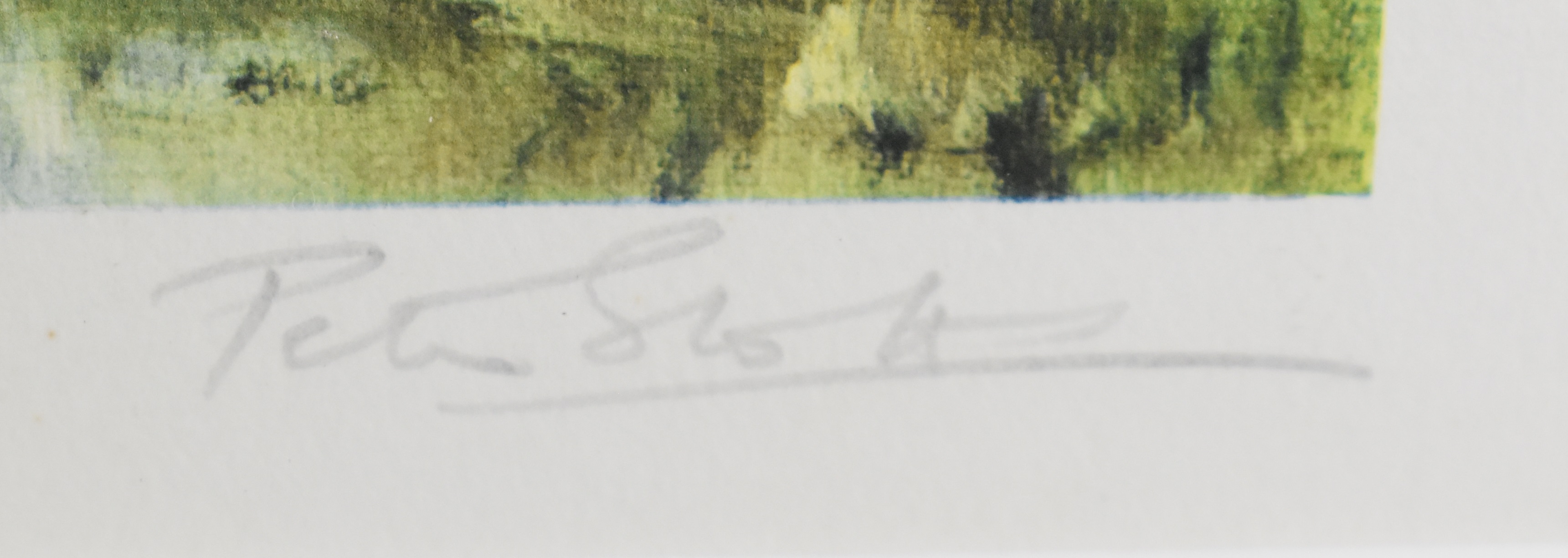Peter Scott (1909-1989) signed print of geese in flight, 38 x 55cm, in oak frame - Image 3 of 7