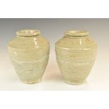 Two Chinese Kangzi period vases with celadon / grey glaze from Vung Tau Cargo, one with original