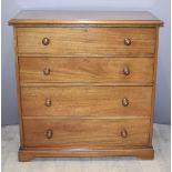 19th or early 20thC mahogany chest of four long drawers, W103 x D50 x H105cm