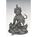 Indian 19thC bronze of the deity Saraswati, Hindu God of Knowledge, height 17.5cm