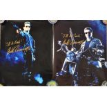 Two Arnold Swarzenegger autographed movie or film photographs, both also with catchphrase "I'll be