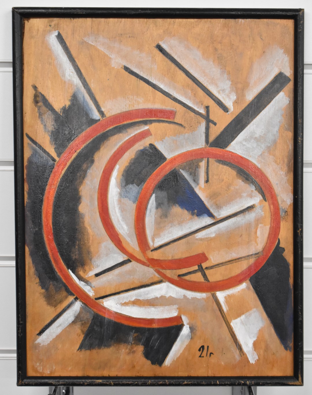 Attributed to Lyubov Popova (Russian 1889-1924) abstract constructivist study of circle and - Image 2 of 5