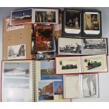 Postcards and photographs to include continental, postcards of paintings, railways, ships