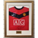 Ryan Giggs signed Manchester United football shirt, framed and glazed, with certificate of