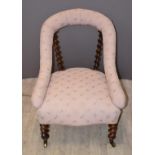 Victorian upholstered chair with barley twist supports