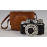 Miniature Toyoca Japanese novelty camera to take 16mm film, in original leather case