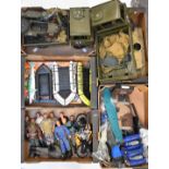 A collection of Action Man figures, vehicles and accessories including two Strike Force Trucks,