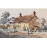 Harry Frier (1849-1921) watercolour study of a thatched cottage, signed and dated 1897 lower