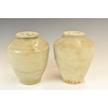 Two Chinese Kangzi period vases with celadon / grey glaze from Vung Tau Cargo, one with original