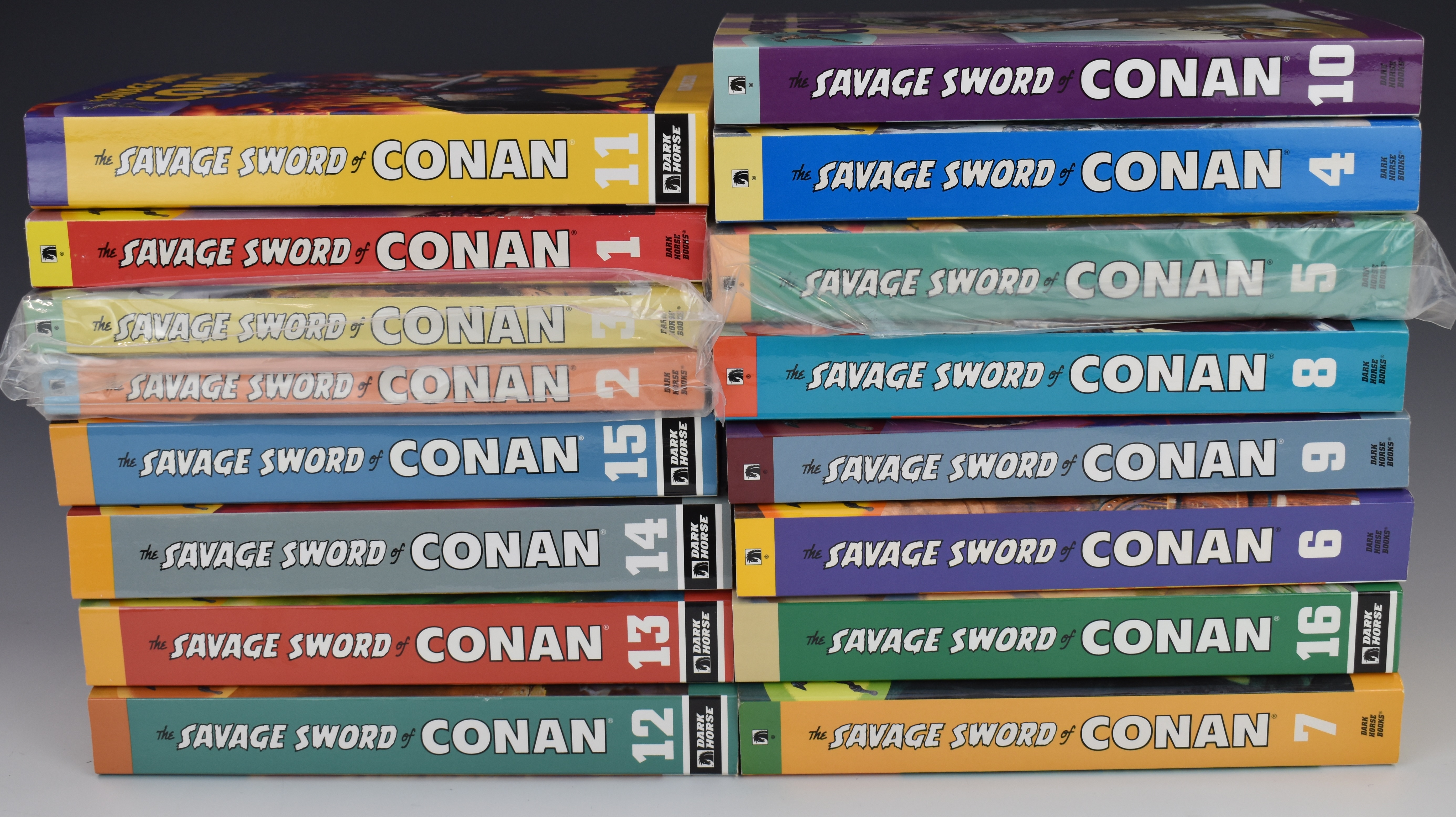 The Savage Sword of Conan volumes 1-16 by Dark Horse Books.
