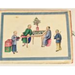 Chinese 19th / 20thC book 'The Story of Tea', with twelve watercolours on rice paper, 21.5 x 30cm