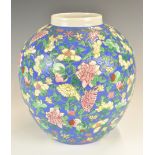 Chinese ginger jar with enamelled floral decoration, height 21.5cm