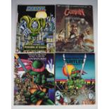 Two Teenage Mutant Ninja Turtles Role Playing Game books by Palladium together with Marvel Super