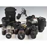 Three Nikon Digital and 35mm SLR cameras comprising D5500 with Tamron 24-135mm 1:3.5-4.5 lens, D80
