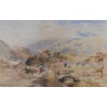 William Leighton Leitch (1804-1885) watercolour landscape 'anglers by a mountain torrent', signed