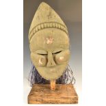 African tribal large carved wood mask on base, height 59cm