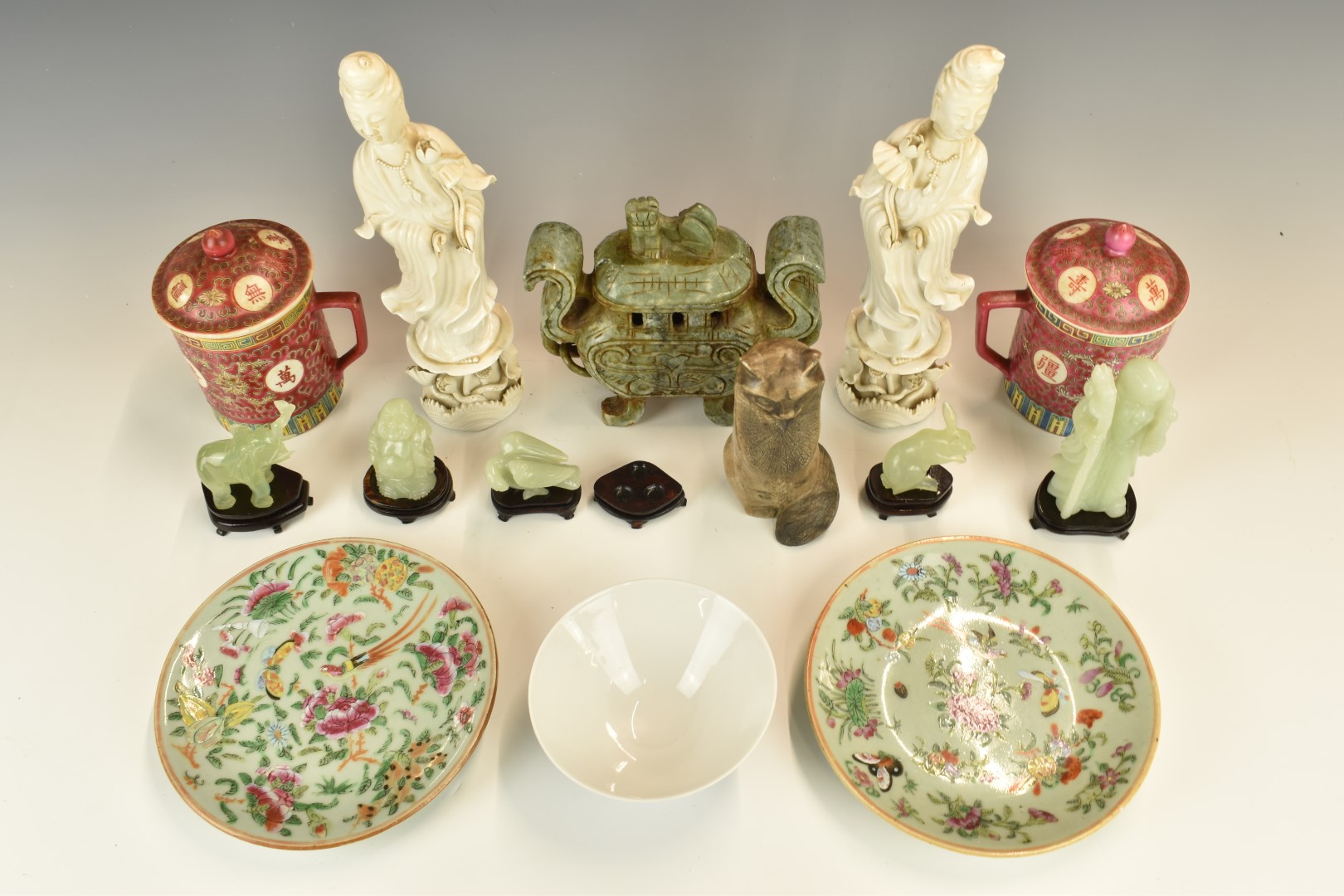 Collection of Chinese ceramics, jadeite / jade, blanc de chine etc, tallest 27cm - Image 2 of 4