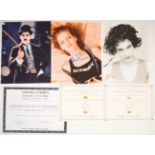 Three autographed film or movie photographs comprising Robert Downey Jr, Uma Thurman and Natalie