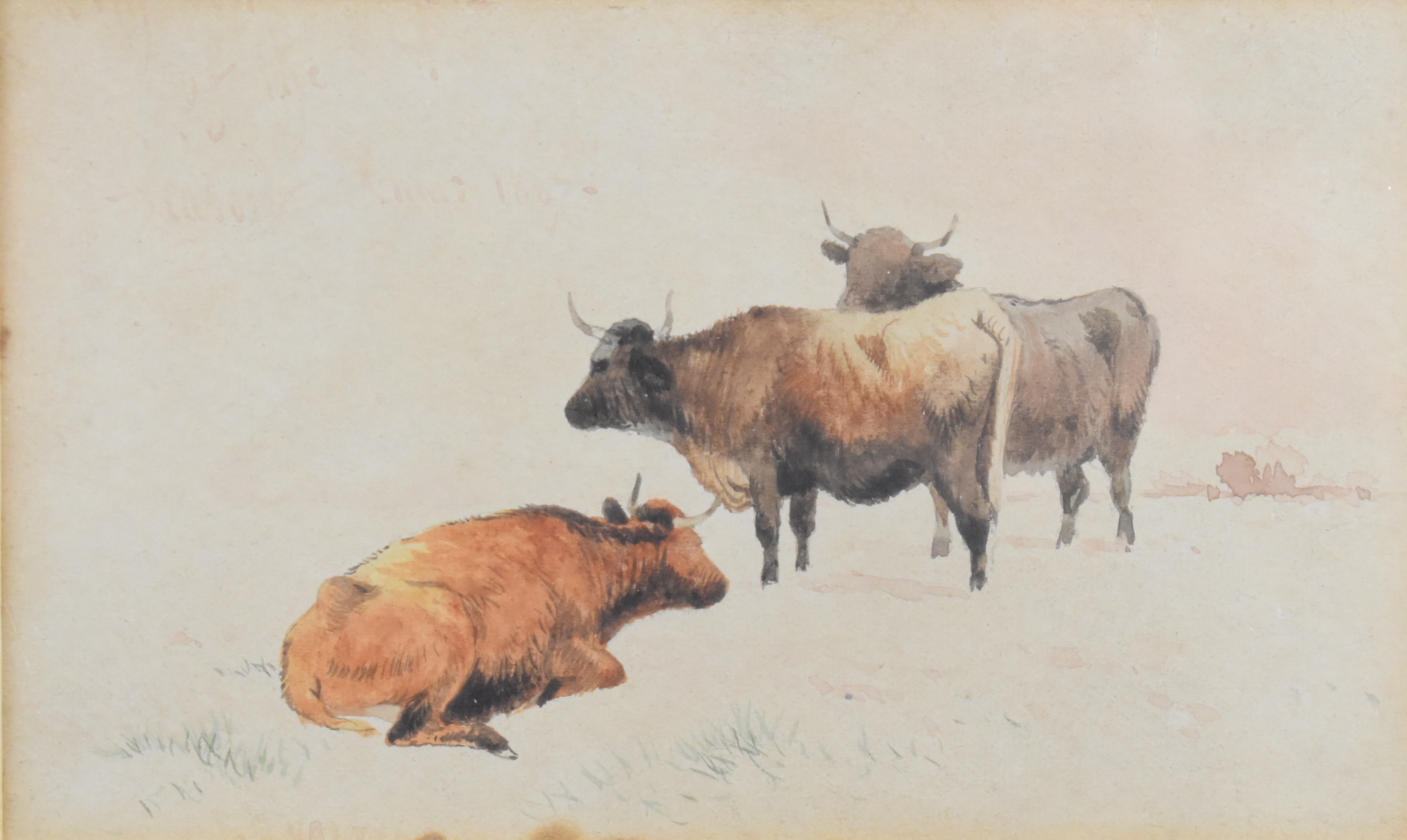 F E Valter pair of Victorian watercolours of sheep and cattle, both signed to lower edge, one - Image 2 of 6