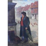George Fox (1816-1910) oil on canvas man waiting for a stagecoach, signed lower left, 32 x 22cm