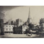 Stanley Anderson (1884-1966) signed etching of Chichester Cathedral, 33 x 43cm, in black frame