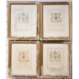 Four Sympson Heraldic etchings, each 24 x 19.5cm, in gilt frames