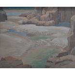 Stanley Horace Gardiner (1887-1952) impressionist oil on board Cornish beach scene with sea