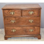 19thC mahogany chest of two over two graduated drawers raised on bracket feet, W93 x D52 x H84cm