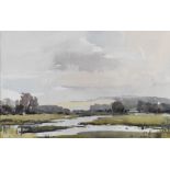 Edward Wesson (1910-1983) watercolour marsh or estuary landscape, signed lower right, 39 x 49cm,