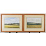 Nicholas Cochrane pair of watercolour landscapes, possibly Wiltshire / Cotswolds, both signed