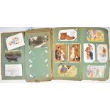 Two Edwardian postcard albums containing approximately 530 cards including humorous, WW1, Mabel Lucy