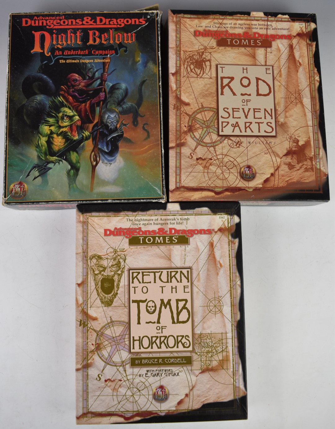 Three Advanced Dungeons & Dragons campaign settings comprising Tomes: The Rod of Seven Parts,