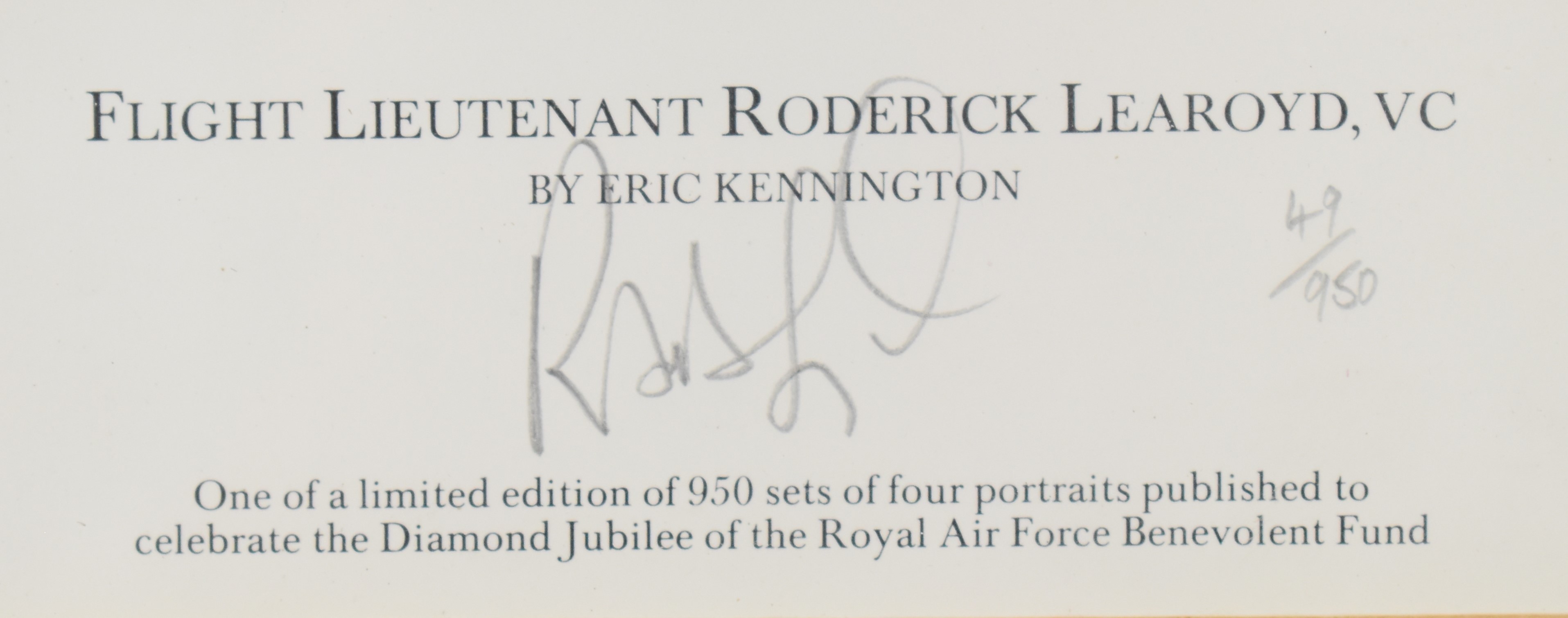 Four limited edition WW2 Royal Air Force portraits by Erick Kennington all signed by subjects, - Image 7 of 10