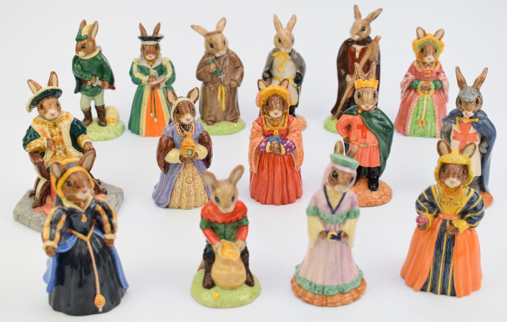 Fifteen Royal Doulton Bunnykins figures from the Robin Hood series and Henry VIII and His Six Wives,